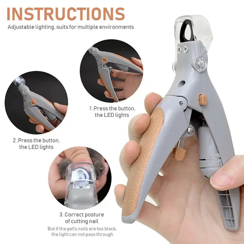 Professional Pet Nail Clipper Scissors with LED Light Cat Dog Nail Clippers Tool Scissors Nail Toeclaw Cutter Scissors Pet Suppl
