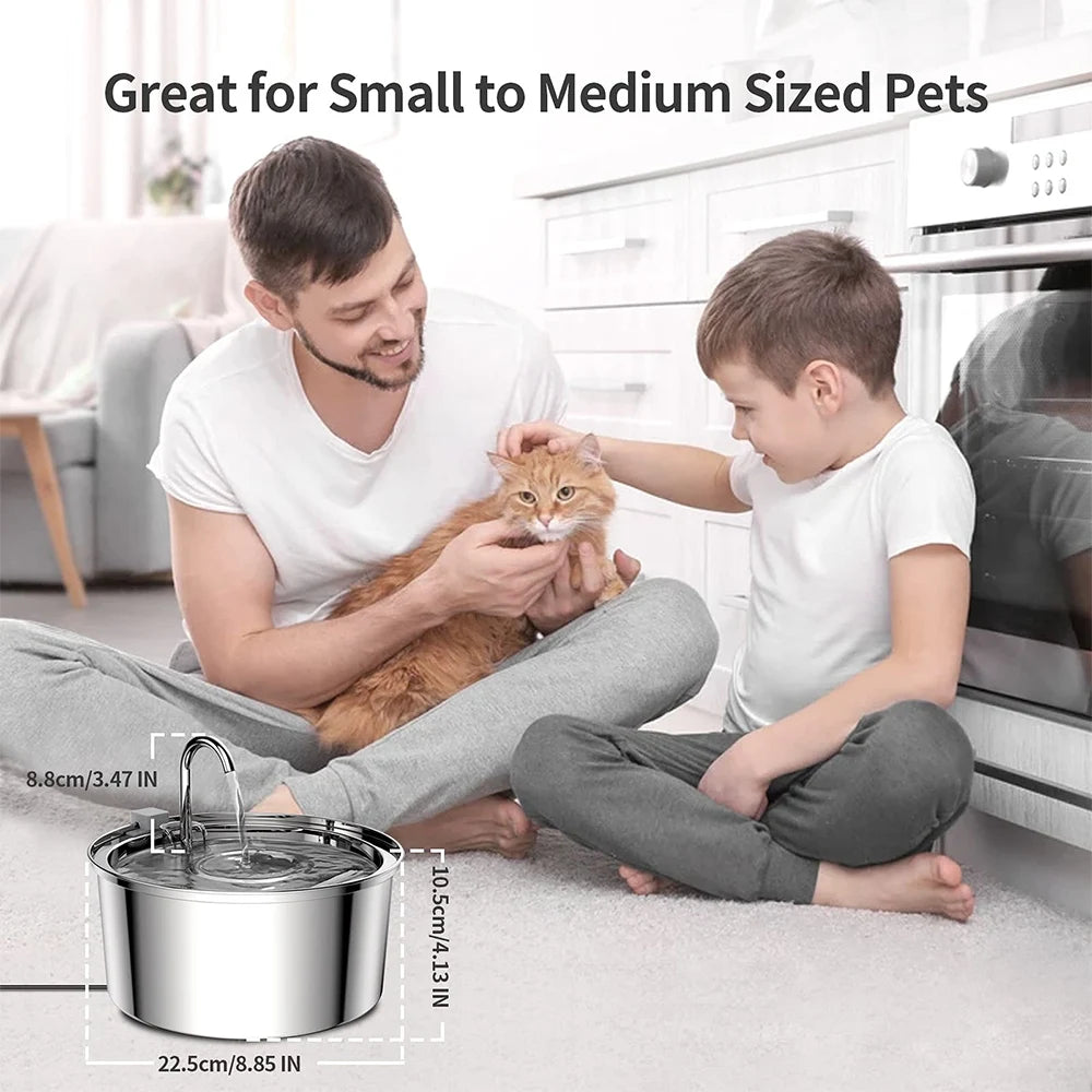 Automatic Stainless Steel Pet Water Fountain - USB Electric, Mute Design with Filter for Cats and Dogs