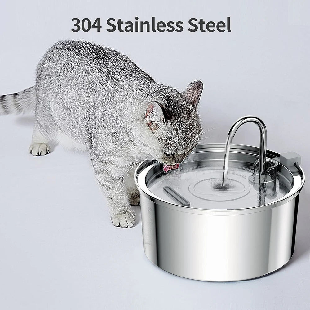 Automatic Stainless Steel Pet Water Fountain - USB Electric, Mute Design with Filter for Cats and Dogs