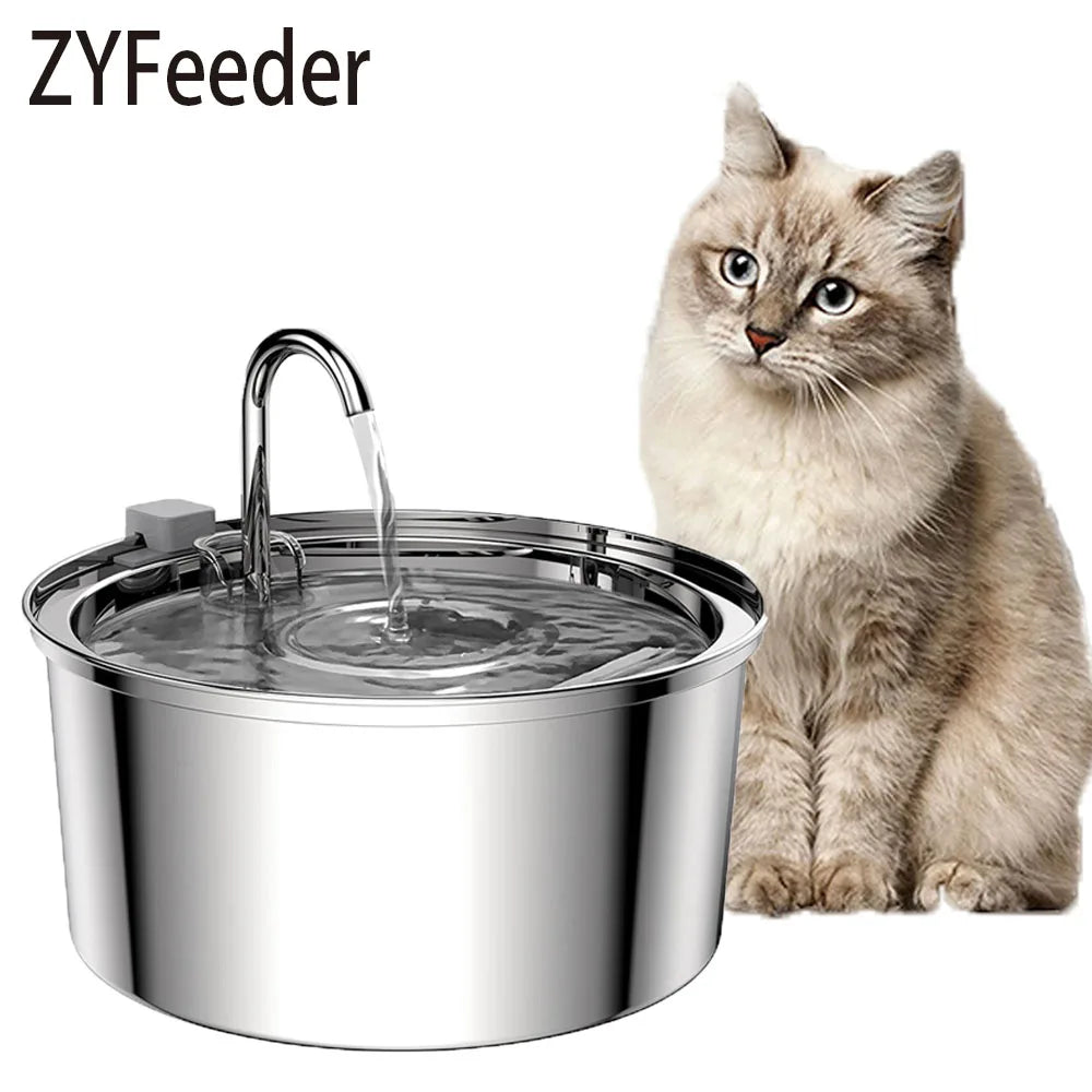 Automatic Stainless Steel Pet Water Fountain - USB Electric, Mute Design with Filter for Cats and Dogs